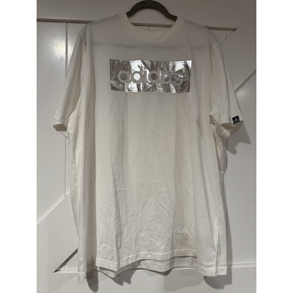 adidas Aeroready Short Sleeve Shirt Men's White XL NWT Silver Logo